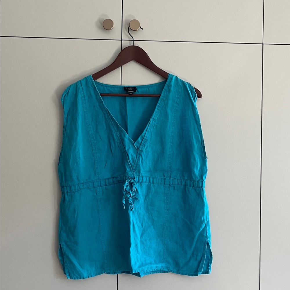 Talbots Turquoise Linen Top - 12 Petites